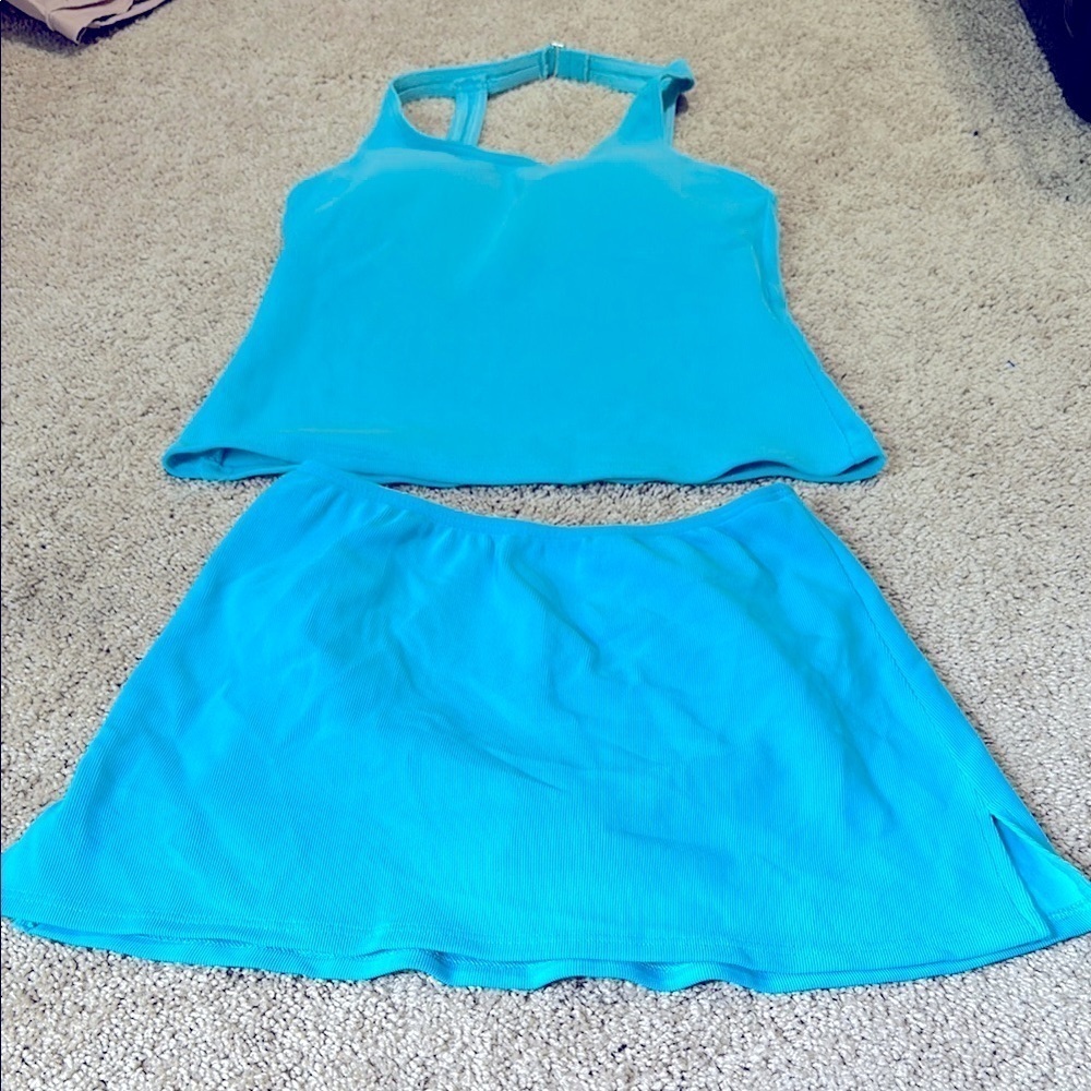 Lands End Blue Tankini Swimsuit Size 8 Beach Pool